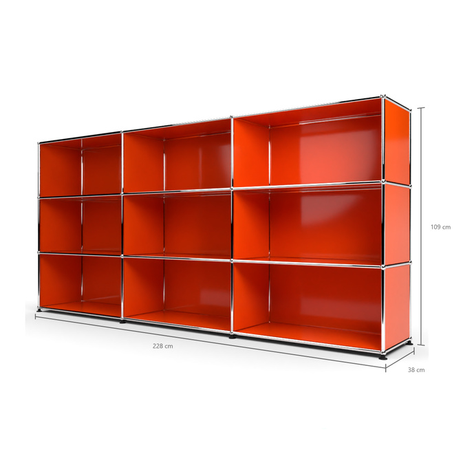 Highboard 3x3 offen, Orange