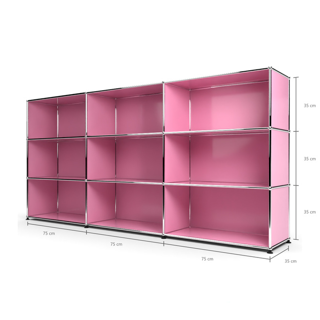 Highboard 3x3 offen, Rosa