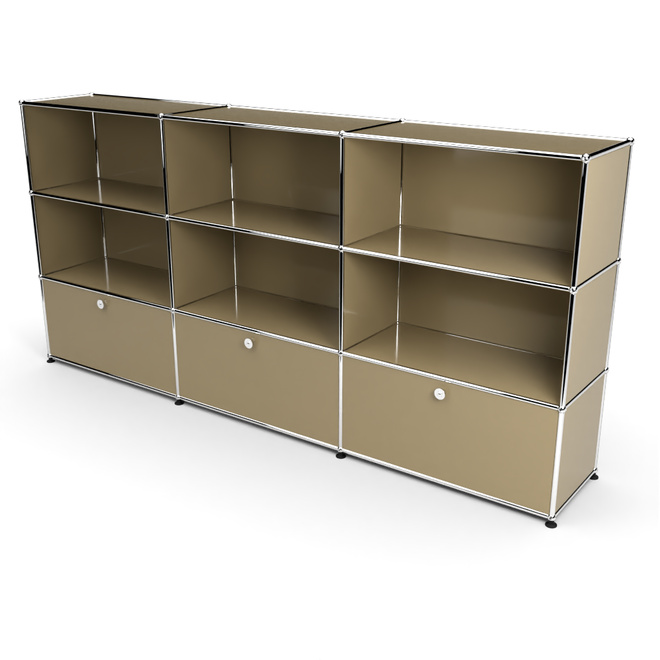 Highboard 3x3 mit 3 Klapptren unten, Beige