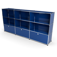 Highboard 3x3 mit 3 Klapptren unten, Enzianblau