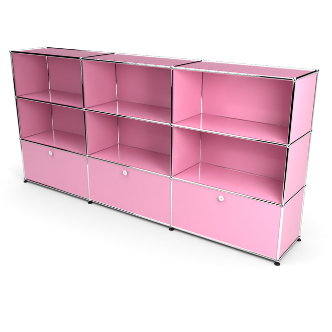 Highboard 3x3 mit 3 Klapptren unten, Rosa