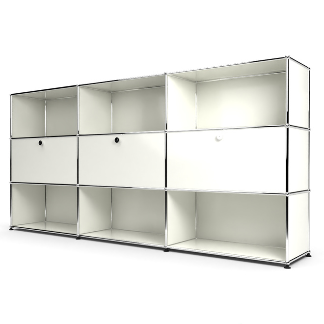 Highboard 3x3 mit 3 Klapptren Mitte, Weiss