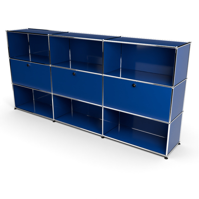 Highboard 3x3 mit 3 Klapptren Mitte, Enzianblau