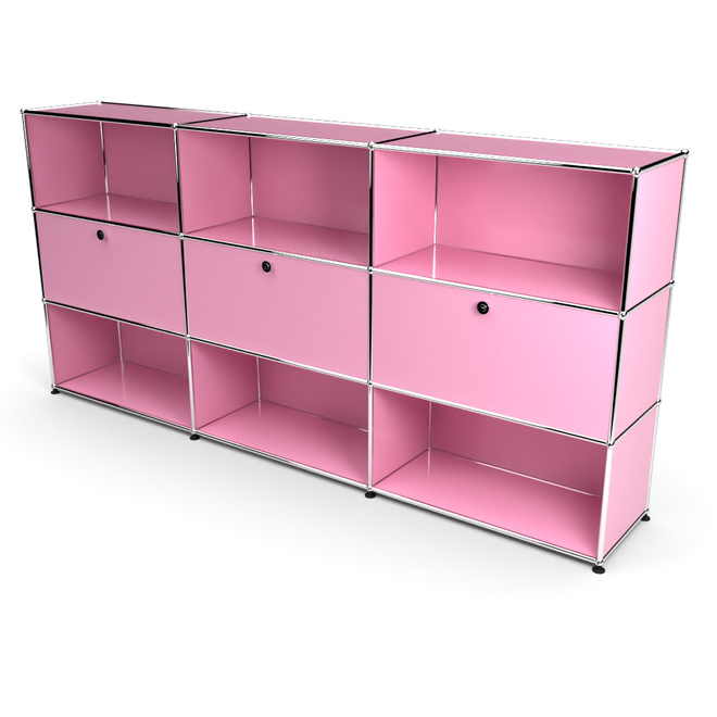 Highboard 3x3 mit 3 Klapptren Mitte, Rosa