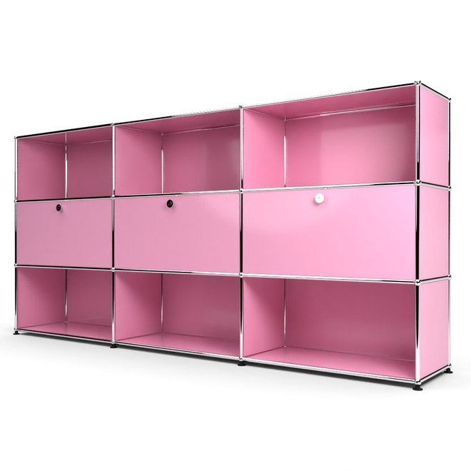 Highboard 3x3 mit 3 Klapptren Mitte, Rosa