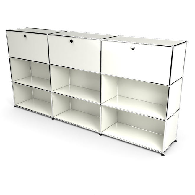 Highboard 3x3 mit 3 Klapptren oben, Weiss