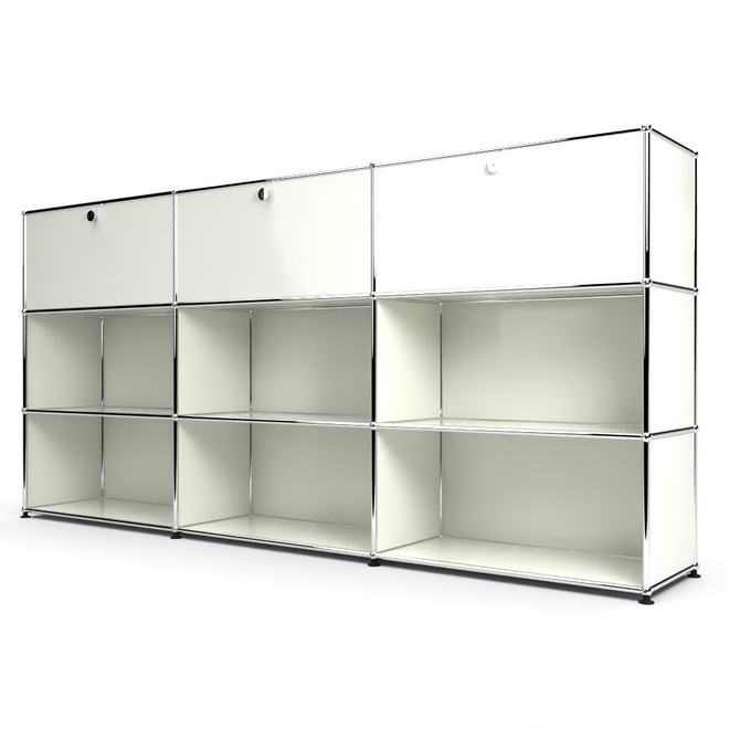 Highboard 3x3 mit 3 Klapptren oben, Weiss