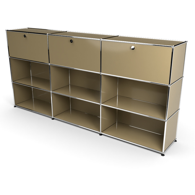 Highboard 3x3 mit 3 Klapptren oben, Beige