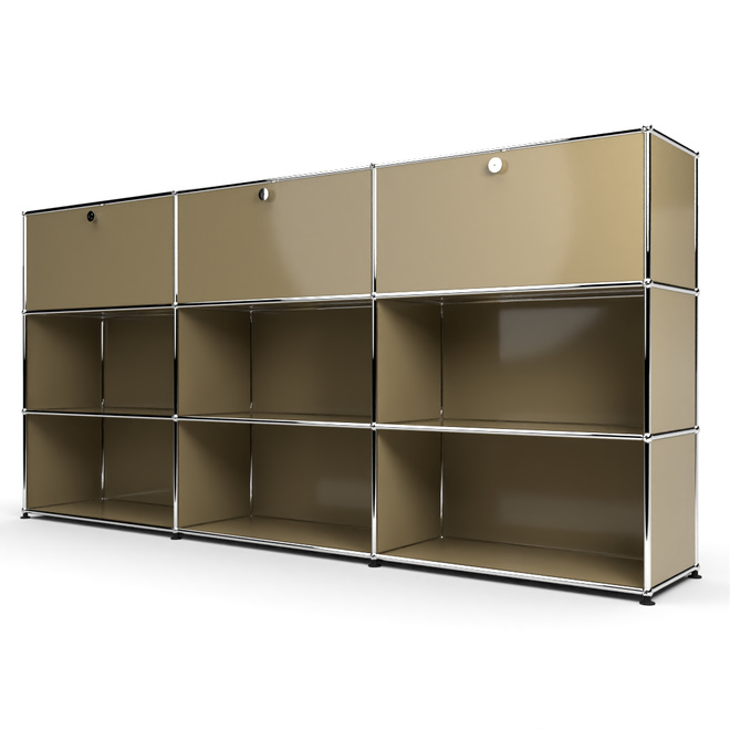 Highboard 3x3 mit 3 Klapptren oben, Beige