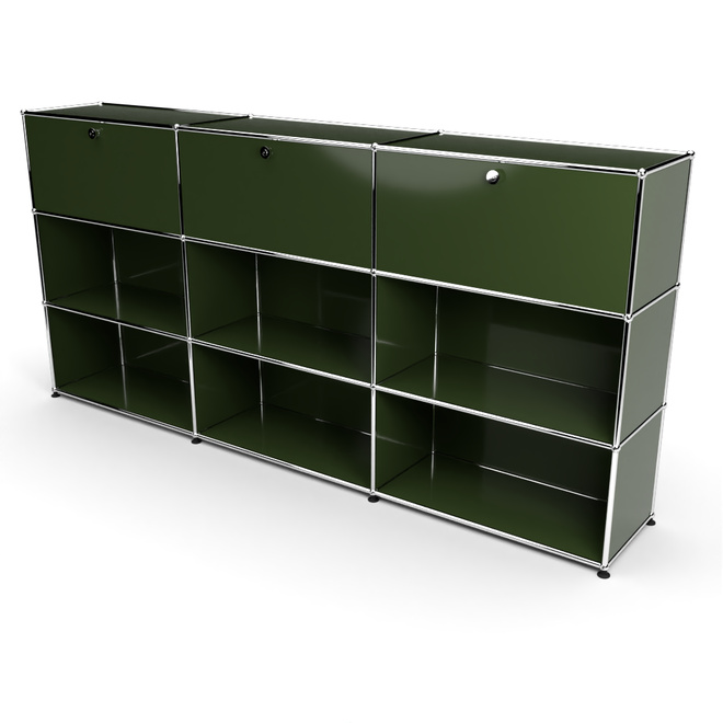 Highboard 3x3 mit 3 Klapptren oben, Olivgrn