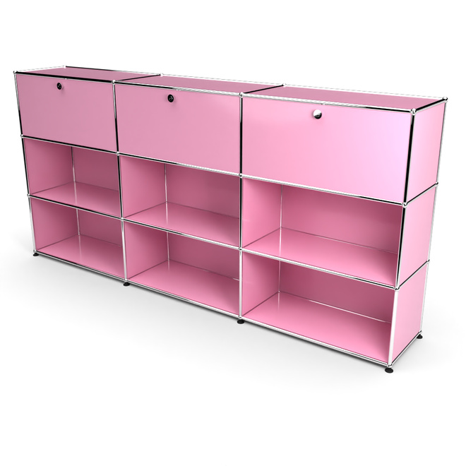 Highboard 3x3 mit 3 Klapptren oben, Rosa