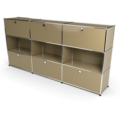 Highboard 3x3 mit 6 Klapptren oben und unten, Beige