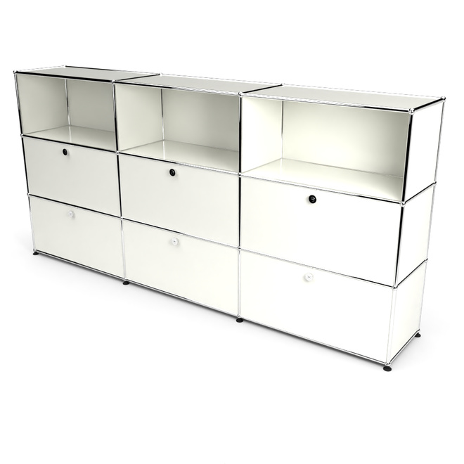 Highboard 3x3 mit 6 Klapptren mitte und unten, Weiss