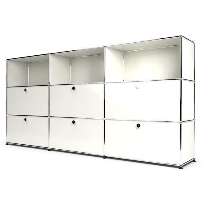 Highboard 3x3 mit 6 Klapptren mitte und unten, Weiss