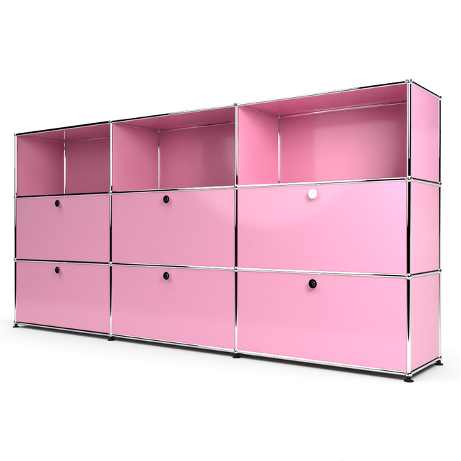 Highboard 3x3 mit 6 Klapptren mitte und unten, Rosa