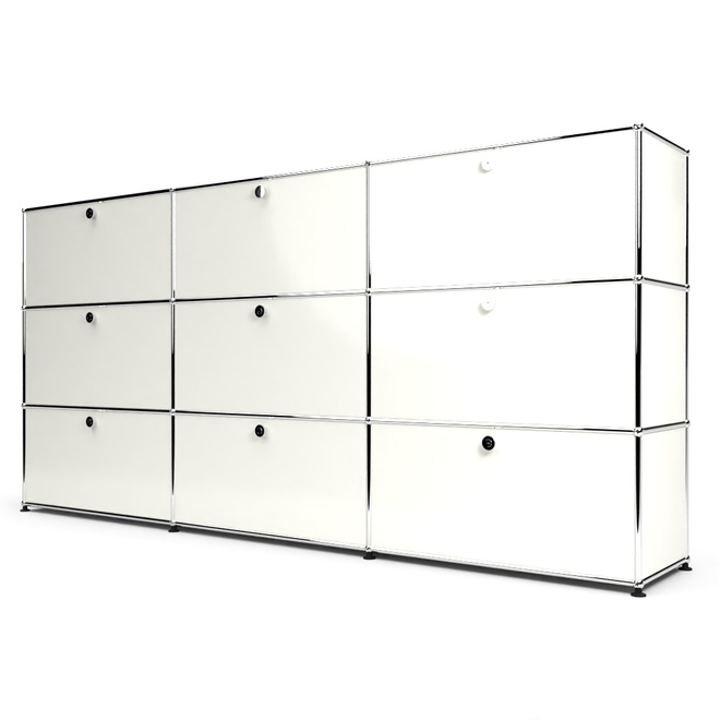 Highboard 3x3 mit 9 Klapptren, Weiss