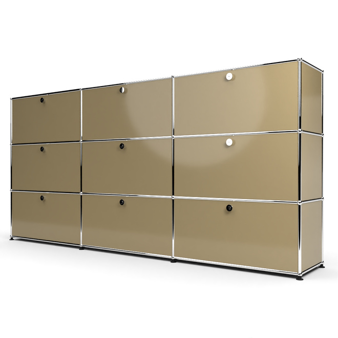 Highboard 3x3 mit 9 Klapptren, Beige