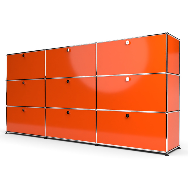 Highboard 3x3 mit 9 Klapptren, Orange