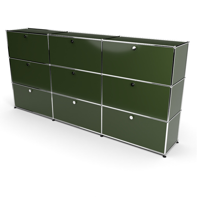 Highboard 3x3 mit 9 Klapptren, Olivgrn