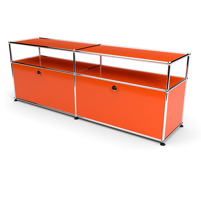 TV-Board 1x2 mit 2 Klapptren, mit Ablage, Orange