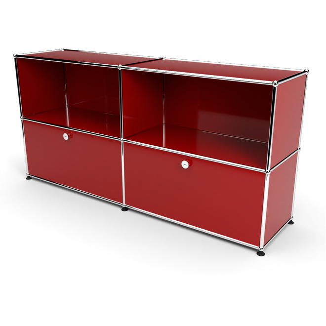 Sideboard 2x2 mit 2 Klapptren, Rubinrot