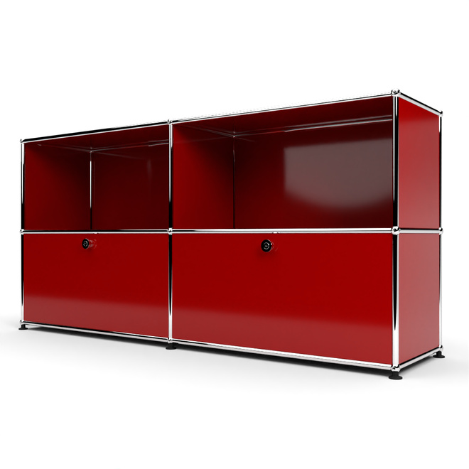 Sideboard 2x2 mit 2 Klapptren, Rubinrot