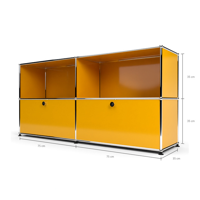 Sideboard 2x2 mit 2 Klapptren, Goldgelb