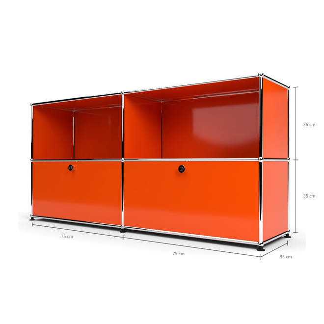 Sideboard 2x2 mit 2 Klapptren, Orange