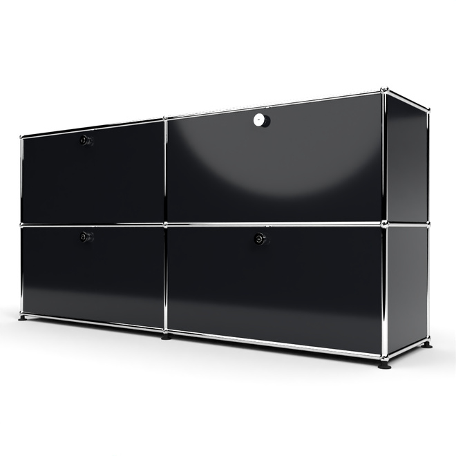 Sideboard 2x2 mit 4 Klapptren, Graphitschwarz