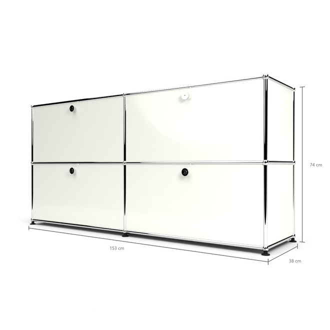 Sideboard 2x2 mit 4 Klapptren, Weiss