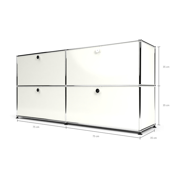 Sideboard 2x2 mit 4 Klapptren, Weiss