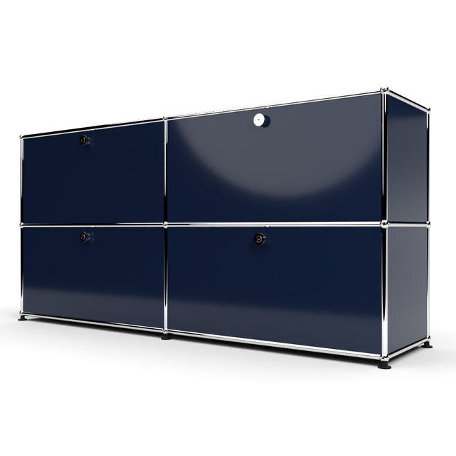 Sideboard 2x2 mit 4 Klapptren, Stahlblau