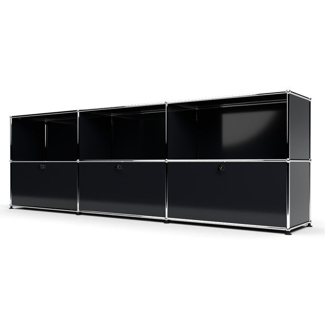 Sideboard 2x3 mit 3 Klapptren, Graphitschwarz