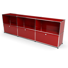 Sideboard 2x3 mit 3 Klapptren, Rubinrot