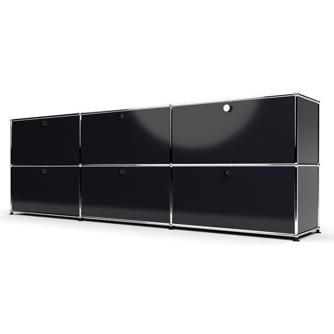 Sideboard 2x3 mit 6 Klapptren, Graphitschwarz