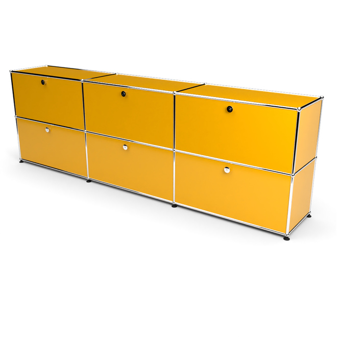 Sideboard 2x3 mit 6 Klapptren, Goldgelb