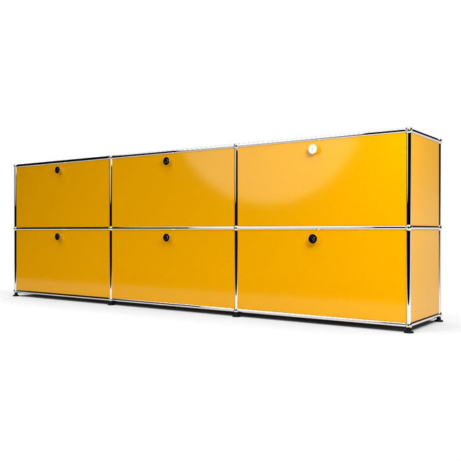 Sideboard 2x3 mit 6 Klapptren, Goldgelb