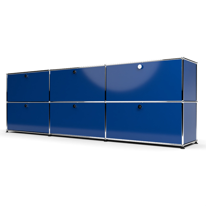 Sideboard 2x3 mit 6 Klapptren, Enzianblau