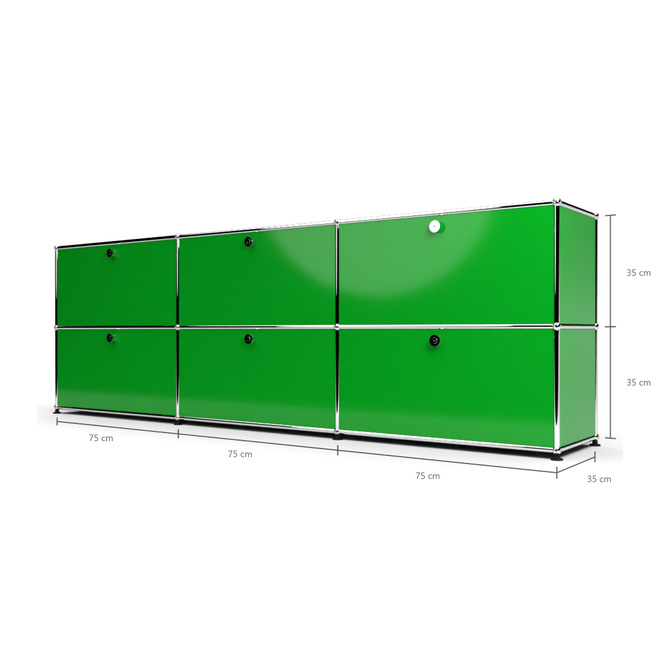 Sideboard 2x3 mit 6 Klapptren, Grn