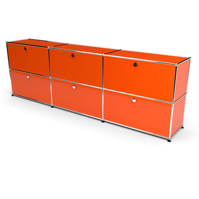 Sideboard 2x3 mit 6 Klapptren, Orange