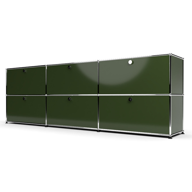 Sideboard 2x3 mit 6 Klapptren, Olivgrn