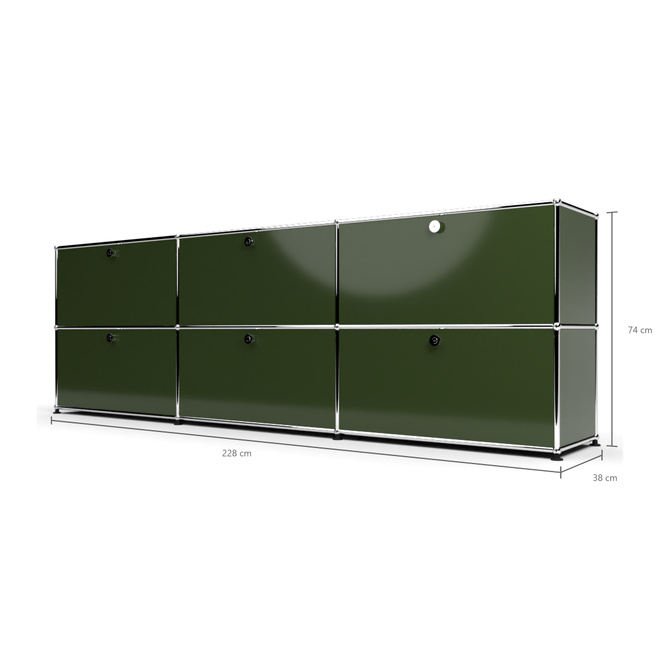 Sideboard 2x3 mit 6 Klapptren, Olivgrn