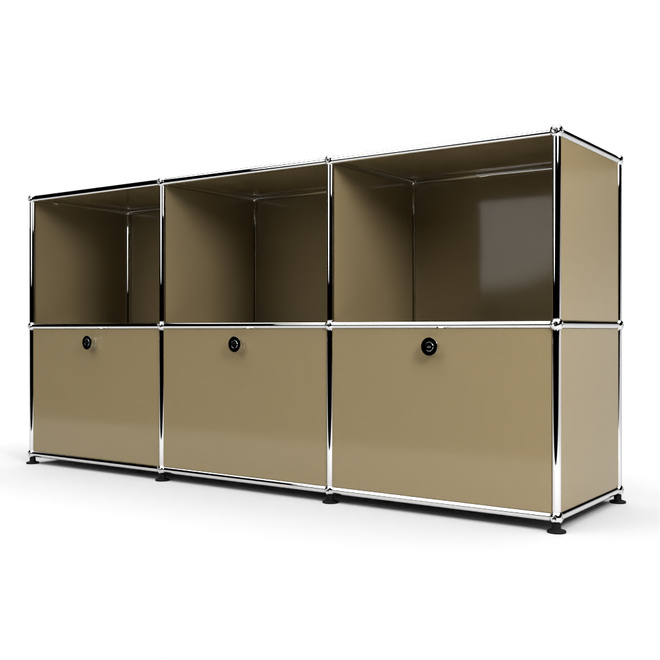 Sideboard 50 2x3 mit 3 Klapptren, Beige