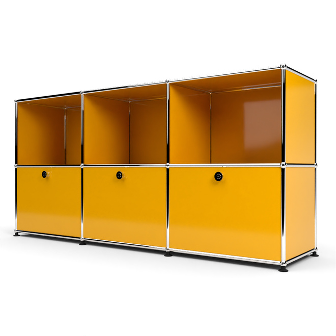 Sideboard 50 2x3 mit 3 Klapptren, Goldgelb