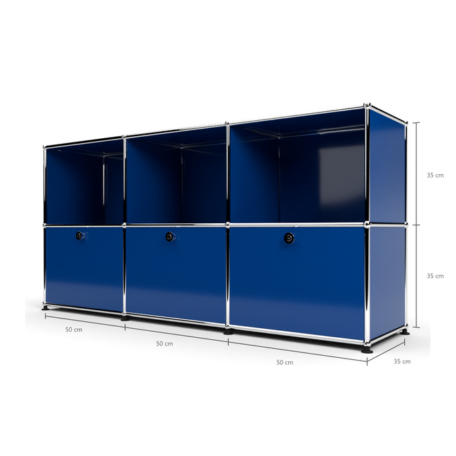 Sideboard 50 2x3 mit 3 Klapptren, Enzianblau