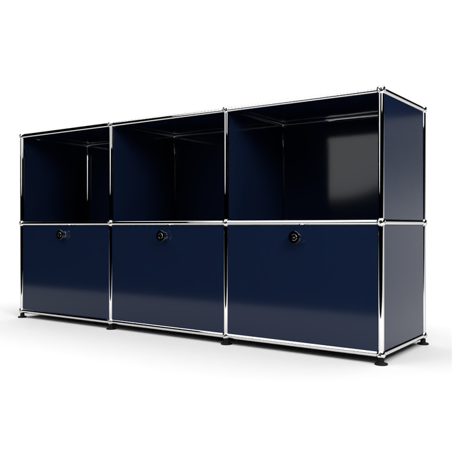 Sideboard 50 2x3 mit 3 Klapptren, Stahlblau