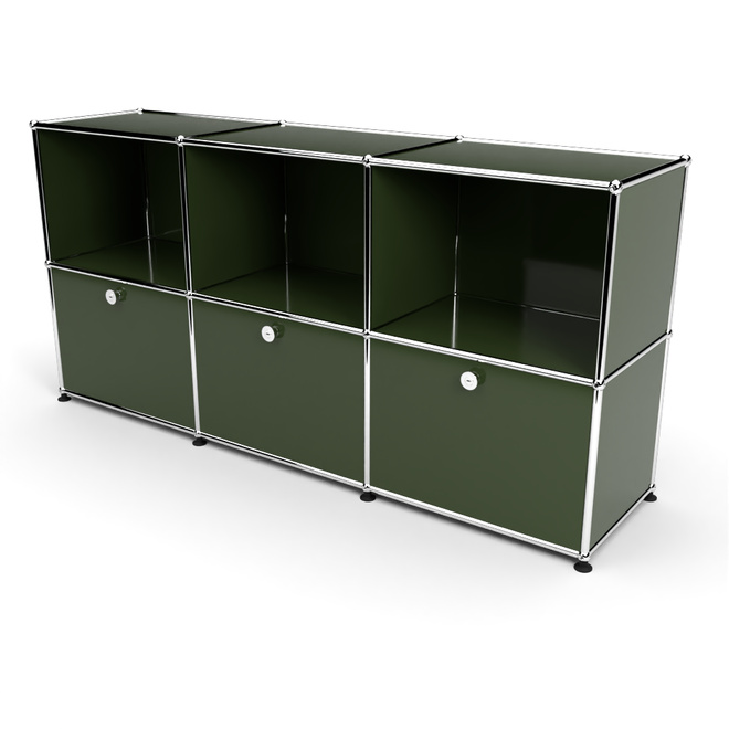 Sideboard 50 2x3 mit 3 Klapptren, Olivgrn