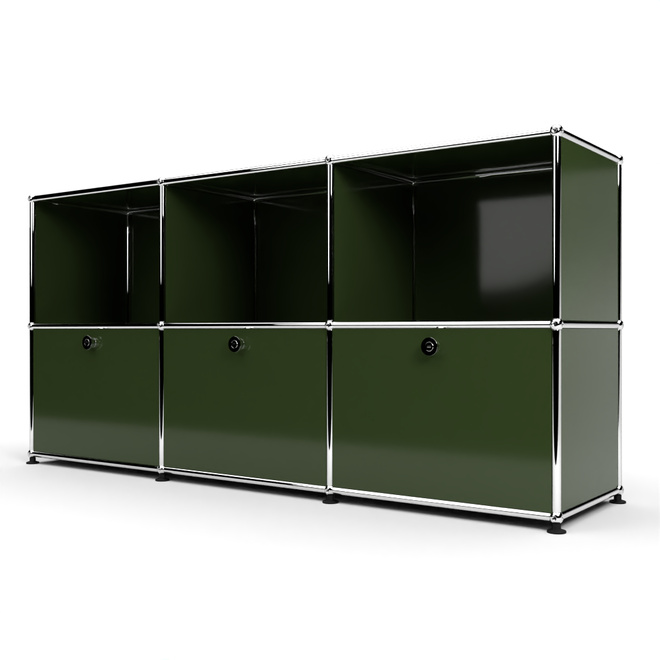 Sideboard 50 2x3 mit 3 Klapptren, Olivgrn