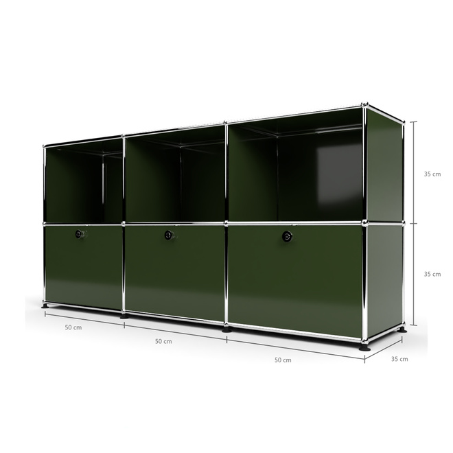 Sideboard 50 2x3 mit 3 Klapptren, Olivgrn