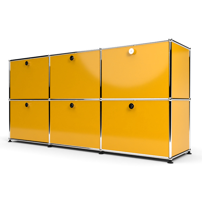 Sideboard 50 2x3 mit 6 Klapptren, Goldgelb